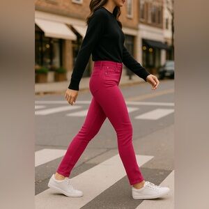 Hudson Nico Mid-Rise Skinny Jeans Fuchsia Pink Stretch Denim Size 28